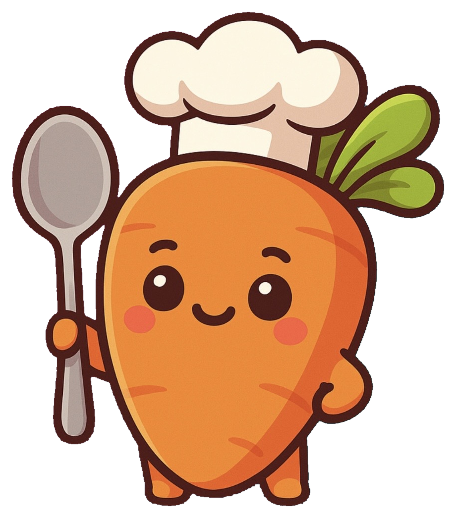 Carrot & Spoon carrot chef mascot holding a spoon